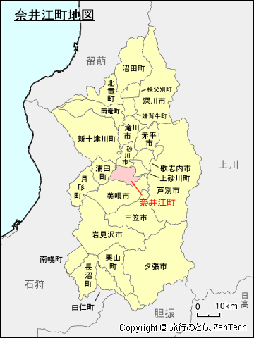 空知総合振興局奈井江町地図