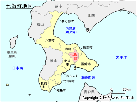 渡島総合振興局七飯町地図