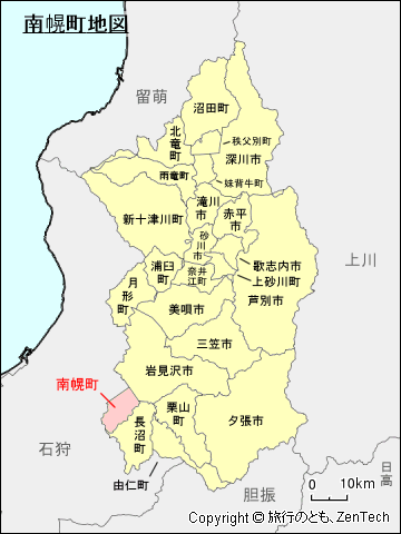 空知総合振興局南幌町地図