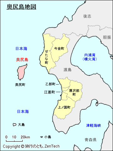 檜山振興局奥尻島地図