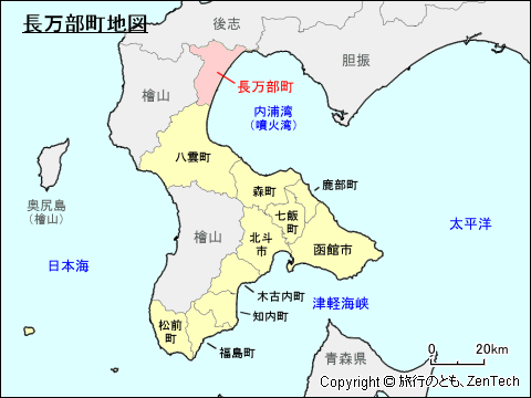 渡島総合振興局長万部町地図