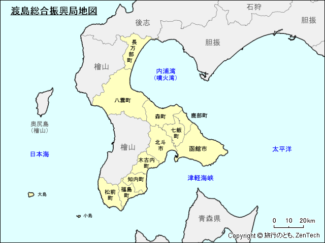 渡島総合振興局地図