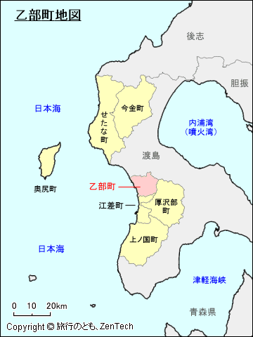 檜山振興局乙部町地図