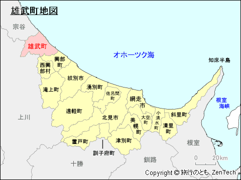 オホーツク総合振興局雄武町地図