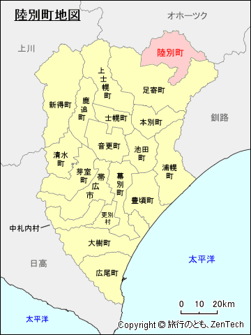 十勝総合振興局陸別町地図