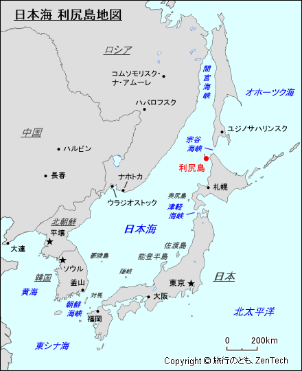日本海 利尻島地図