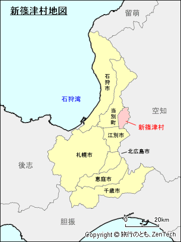 石狩振興局新篠津村地図