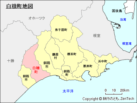 釧路総合振興局白糠町地図