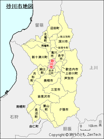 空知総合振興局砂川市地図
