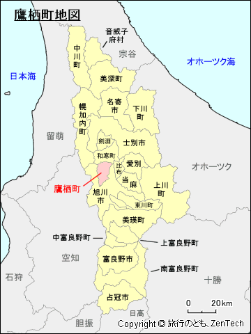 上川総合振興局鷹栖町地図