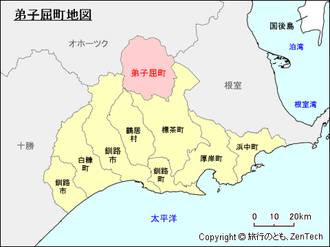 釧路総合振興局弟子屈町地図