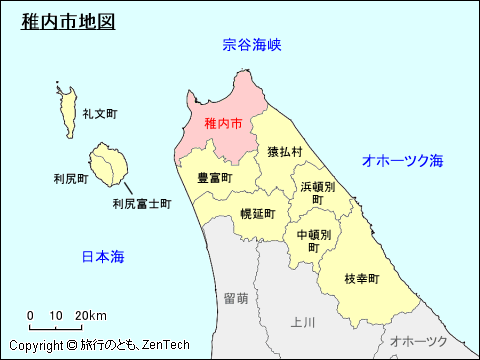 宗谷総合振興局稚内市地図