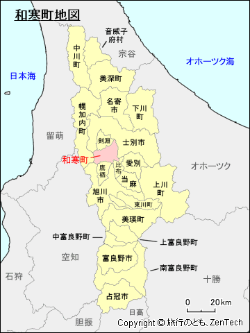 上川総合振興局和寒町地図