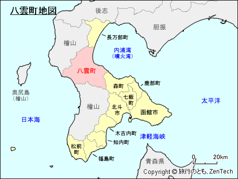 渡島総合振興局八雲町地図