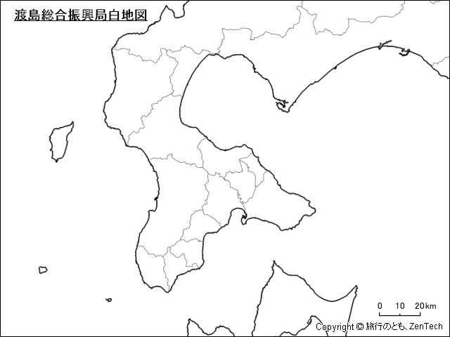 渡島総合振興局白地図