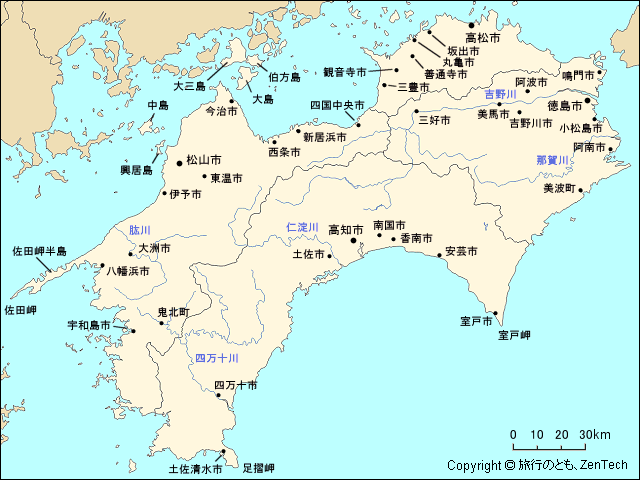 四国地方地図 旅行のとも Zentech