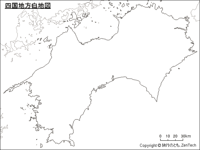 四国地方白地図