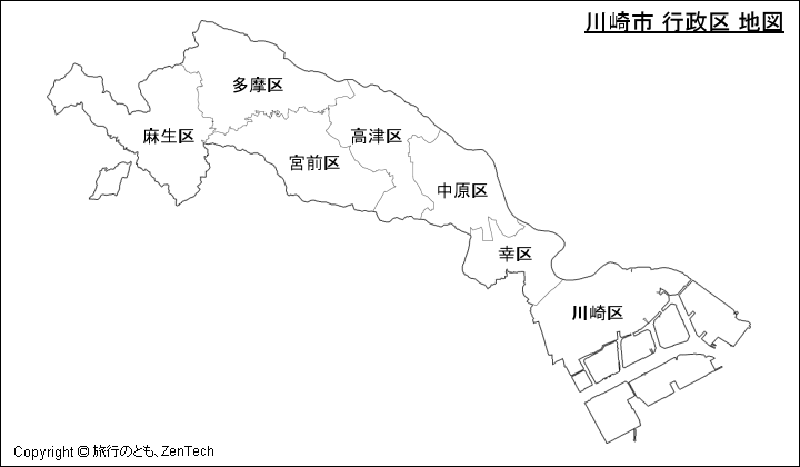 区名入り川崎市地図