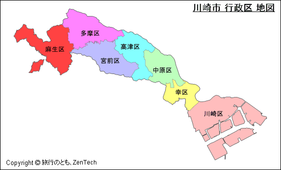 色付き川崎市 行政区 地図