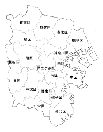 横浜市 行政区 地図（中サイズ）
