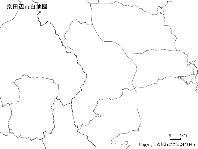 京田辺市白地図