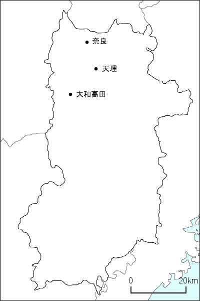 地名入り奈良県白地図