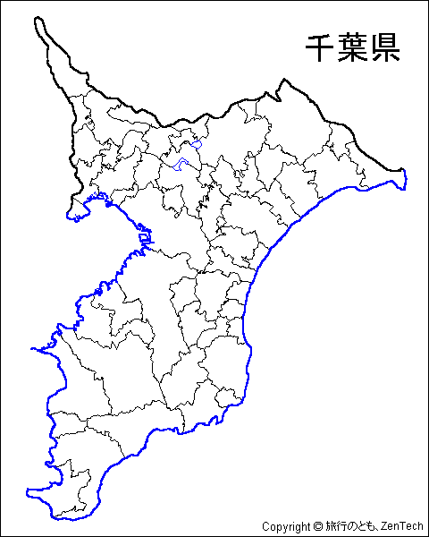 千葉県市町村地図（市町村境界線のみ）
