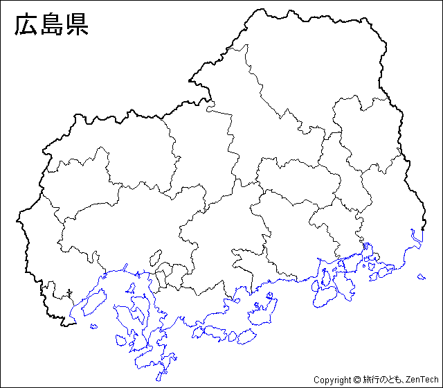 広島県市町村地図（市町村境界線のみ）