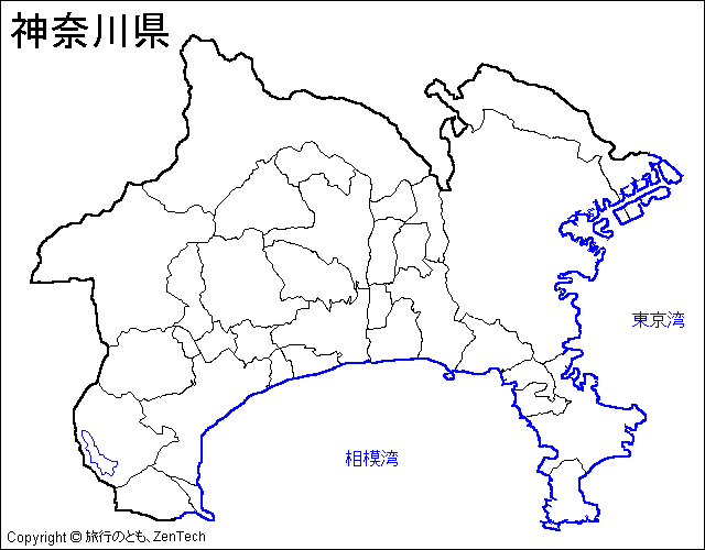 神奈川県 市町村地図（市町村境界線のみ）