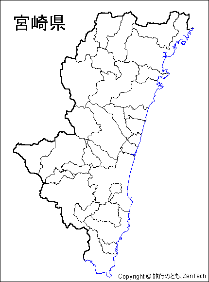 宮崎県 市町村地図 旅行のとも Zentech