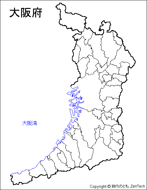 大阪府市町村地図（市町村境界線のみ）