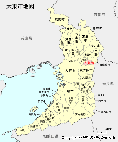 大阪府大東市地図