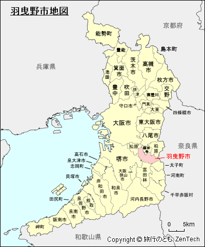 大阪府 羽曳野市地図 旅行のとも Zentech