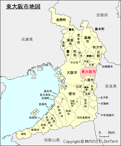大阪府 東大阪市地図 旅行のとも Zentech