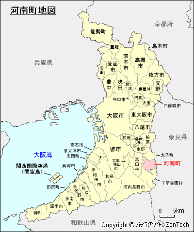 大阪府河南町地図