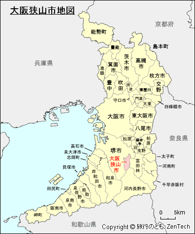 大阪府大阪狭山市地図