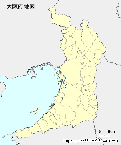 市町村境界線入り大阪府地図