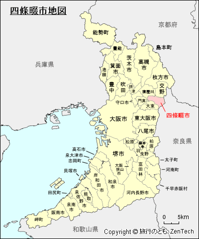 大阪府四條畷市地図