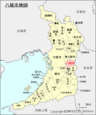 大阪府八尾市地図