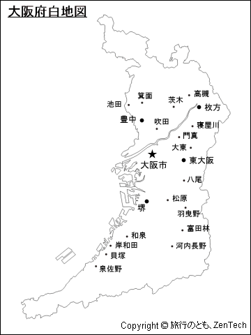 地名入り大阪府白地図