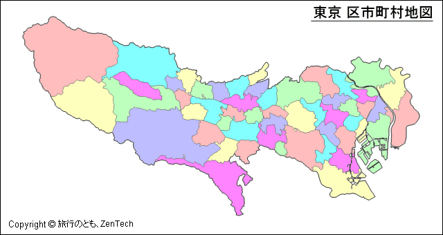色分け東京 区市町村地図