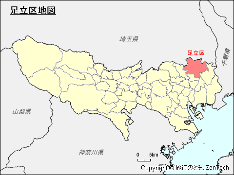 東京都東京都、足立区地図