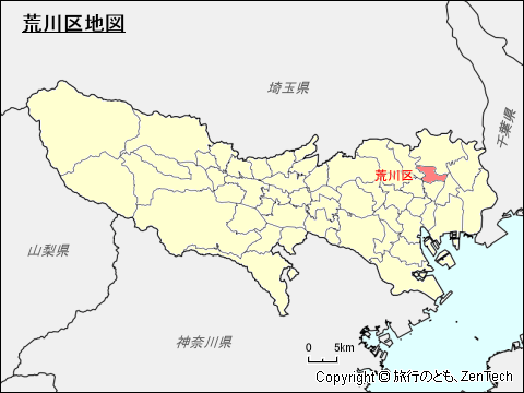 東京都東京都、荒川区地図