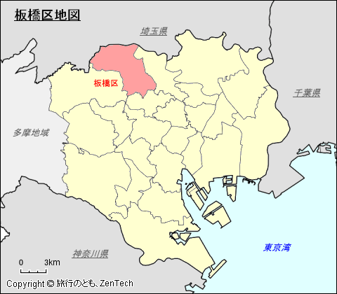 東京23区、板橋区地図