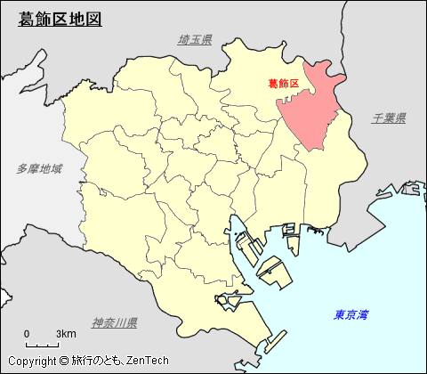 東京23区、葛飾区地図