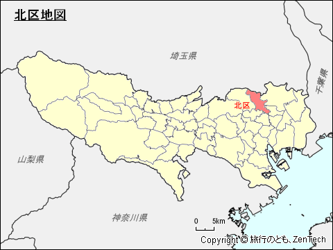 東京都東京都、北区地図