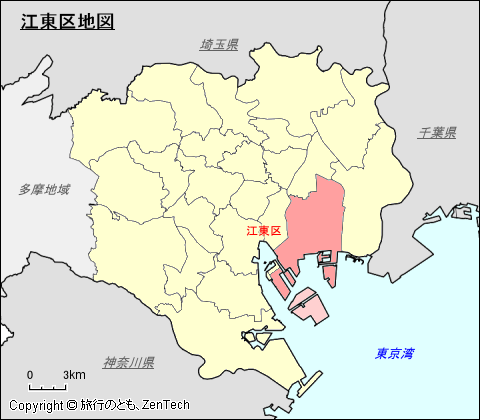 東京23区、江東区地図
