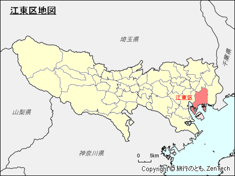 東京都東京都、江東区地図