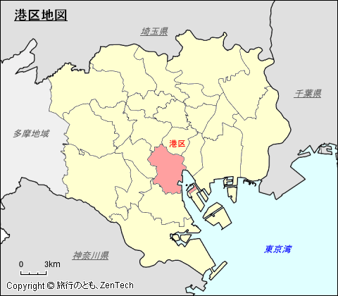 東京23区、港区地図