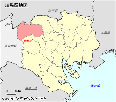 東京23区、練馬区地図